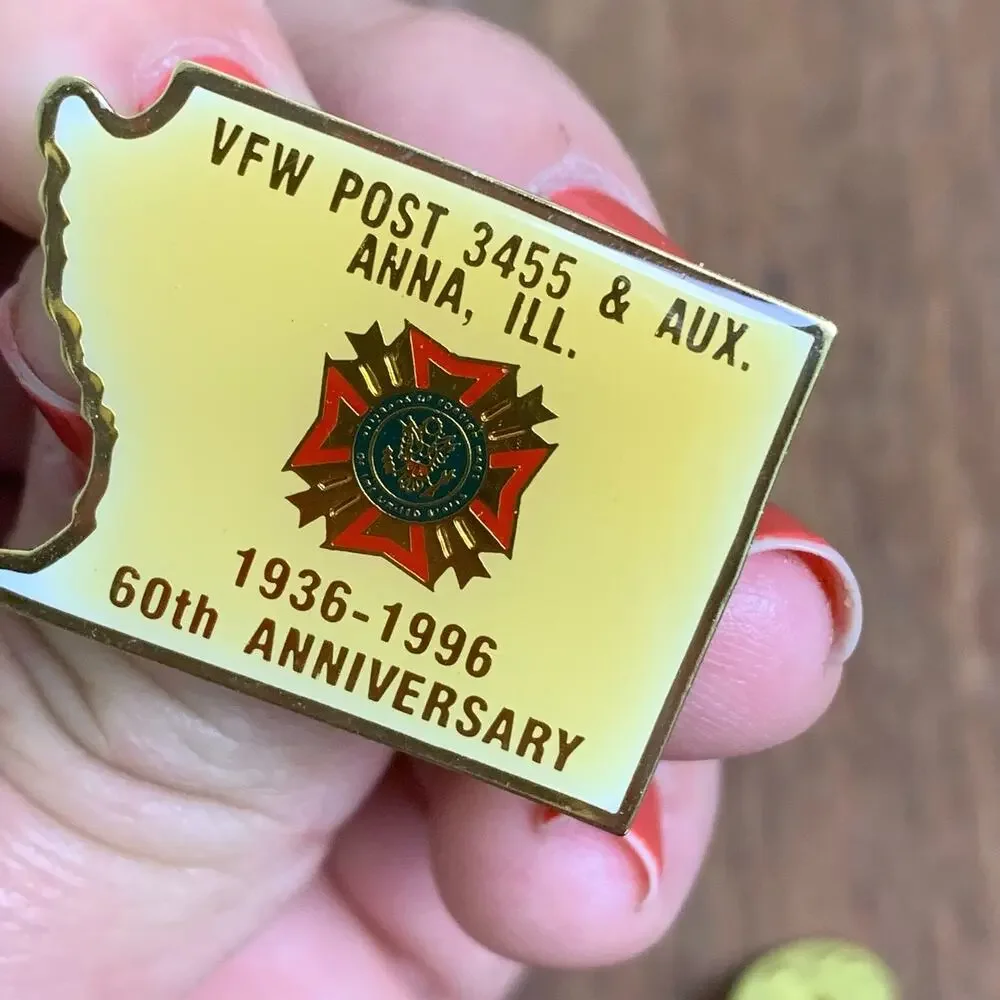 VFW Post‎ 3455 Anna Illinois 1936-1996 60th Anniversary Lapel Pin Brooch
